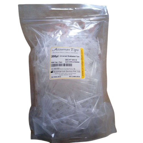 YELLOW TIPS (200uL) - ACCUMAX TIPS 200 Ul - UNIVERSAL GRAD MICROPIPETTE TIP - Isi 1000 pcs /Pack